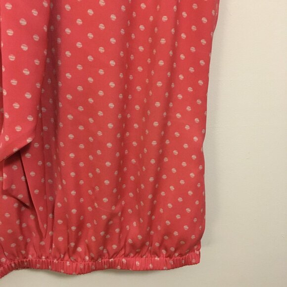 Coral Pink & Pearl Polka Dot Bow Tie Bubble Hem Tank - Picture 6 of 16